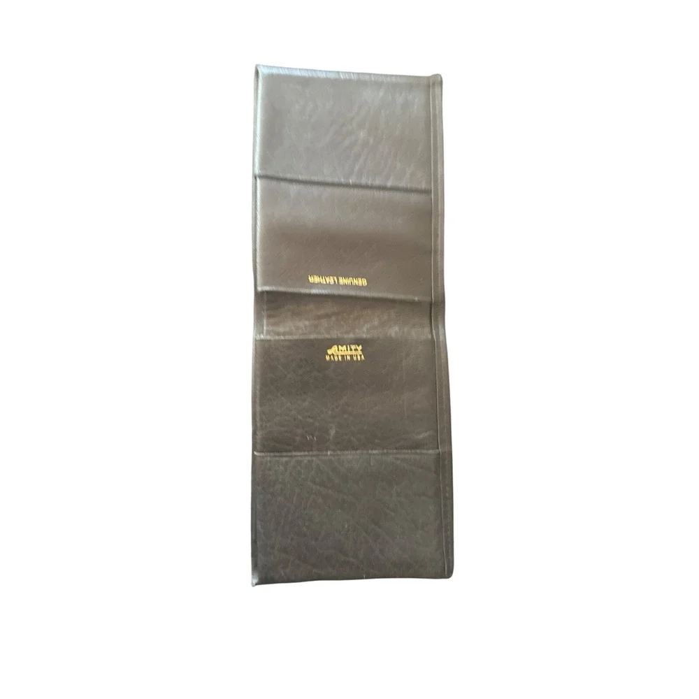 Amity Trifold Wallet Brown Genuine Leather Made in USA Pebbled Vintage Classic